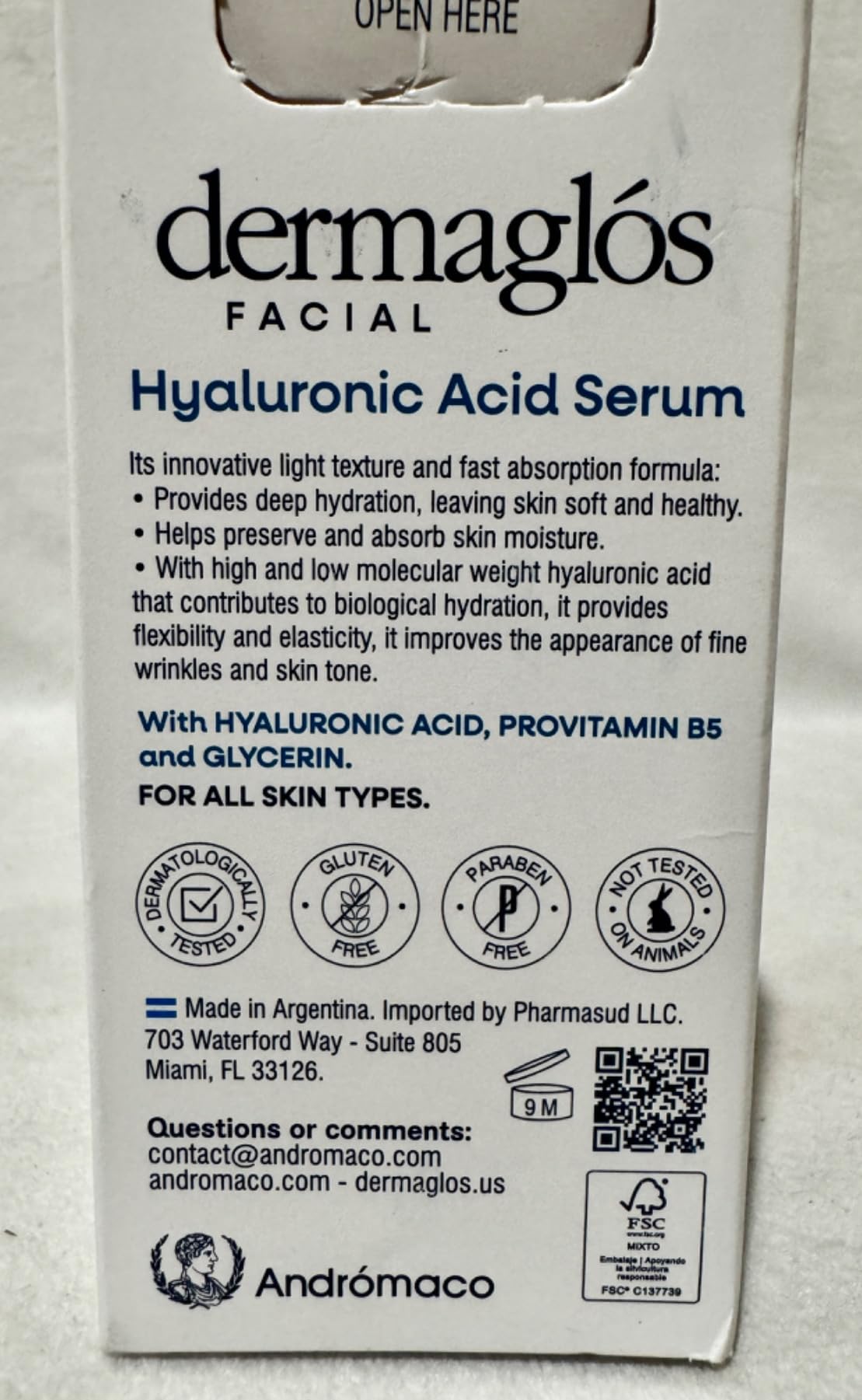 Dermaglós Dermaglos Hyaluronic Acid Serum For Face with Pro Vitamin B5 and Glycerin, Hydrates, Firms, Tones, and Reduces Expression Lines, Suitable for Sensitive Skin, 1 Fl Oz