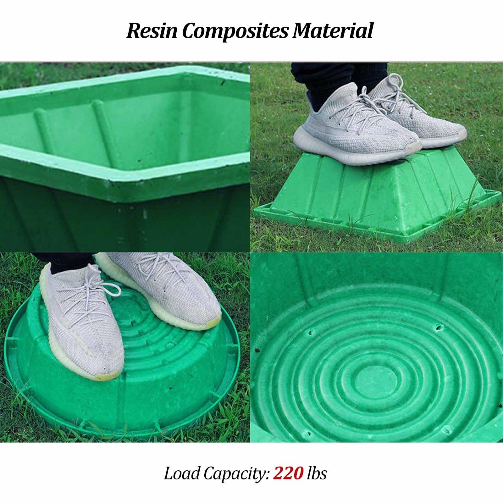 Coperchio e Telaio per pozzetto Rotondo da 60 cm, Coperchio di ispezione in Resina Rinforzata per Prato, Giardino e Parco - Coperchio di ispezione a Scomparsa per soluzioni di paesaggistica