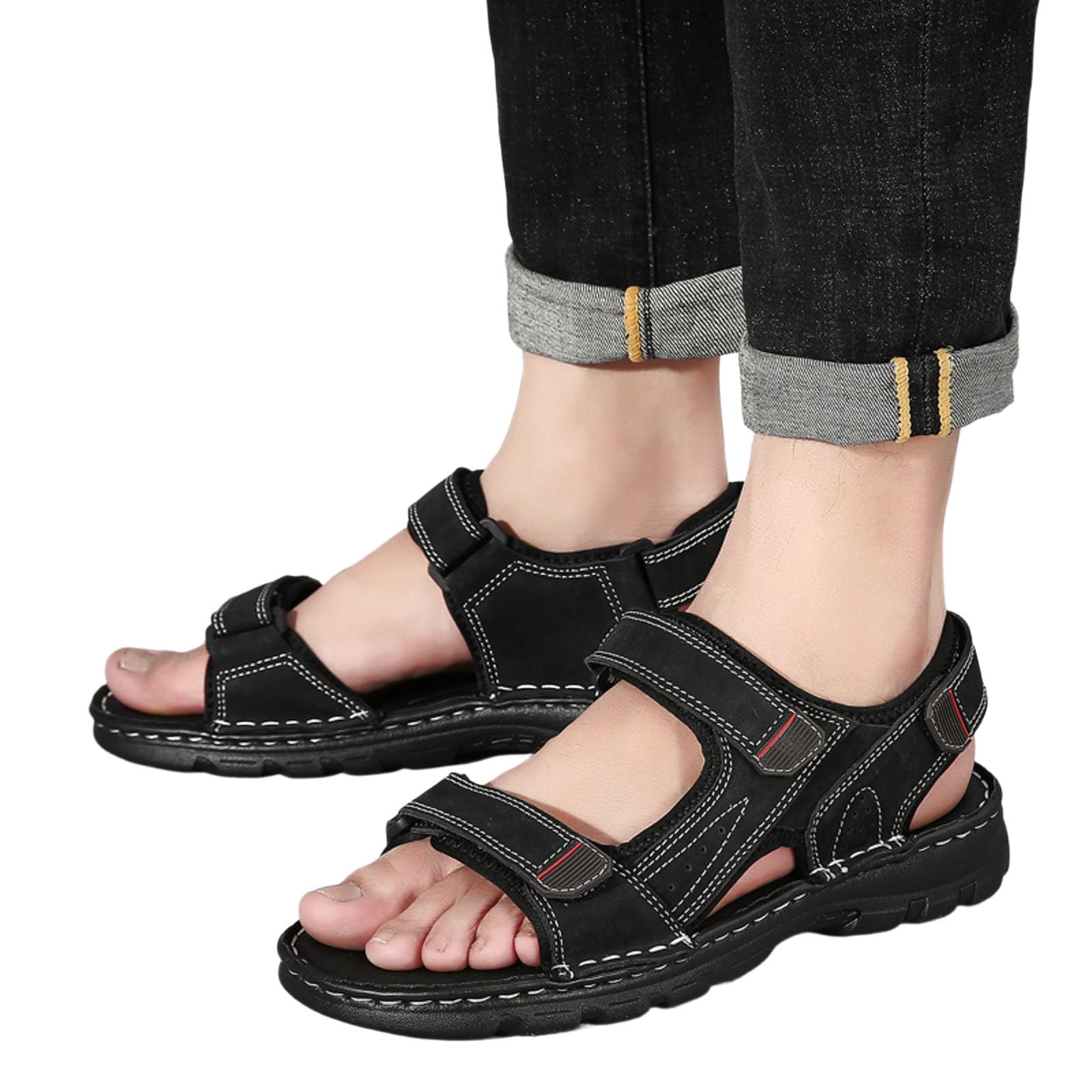 Sandale Homme Ete Cuir, Sandales Homme été Plage, Sandales Marche Estivales Avec Soutien La VoûTe Plantaire Chaussures Décontractées Et éLégantes à Bride Cheville Sandals Sandal Sandals Men Sandale