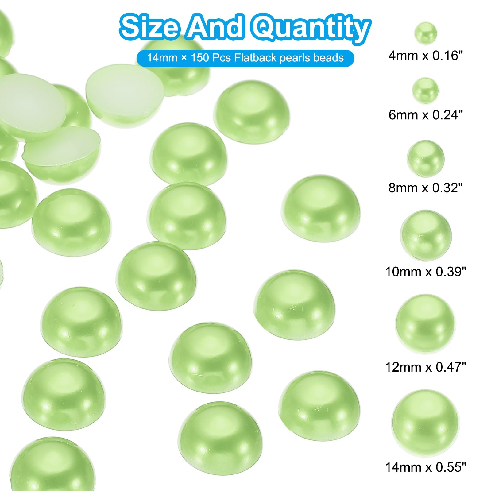 PATIKIL 150Pcs Flatback Pearls Beads for Crafting 14mm Half Round Resin Beads Flatback Pearls for Nail Charms Handmade Phone Case Embellishment - Image 2
