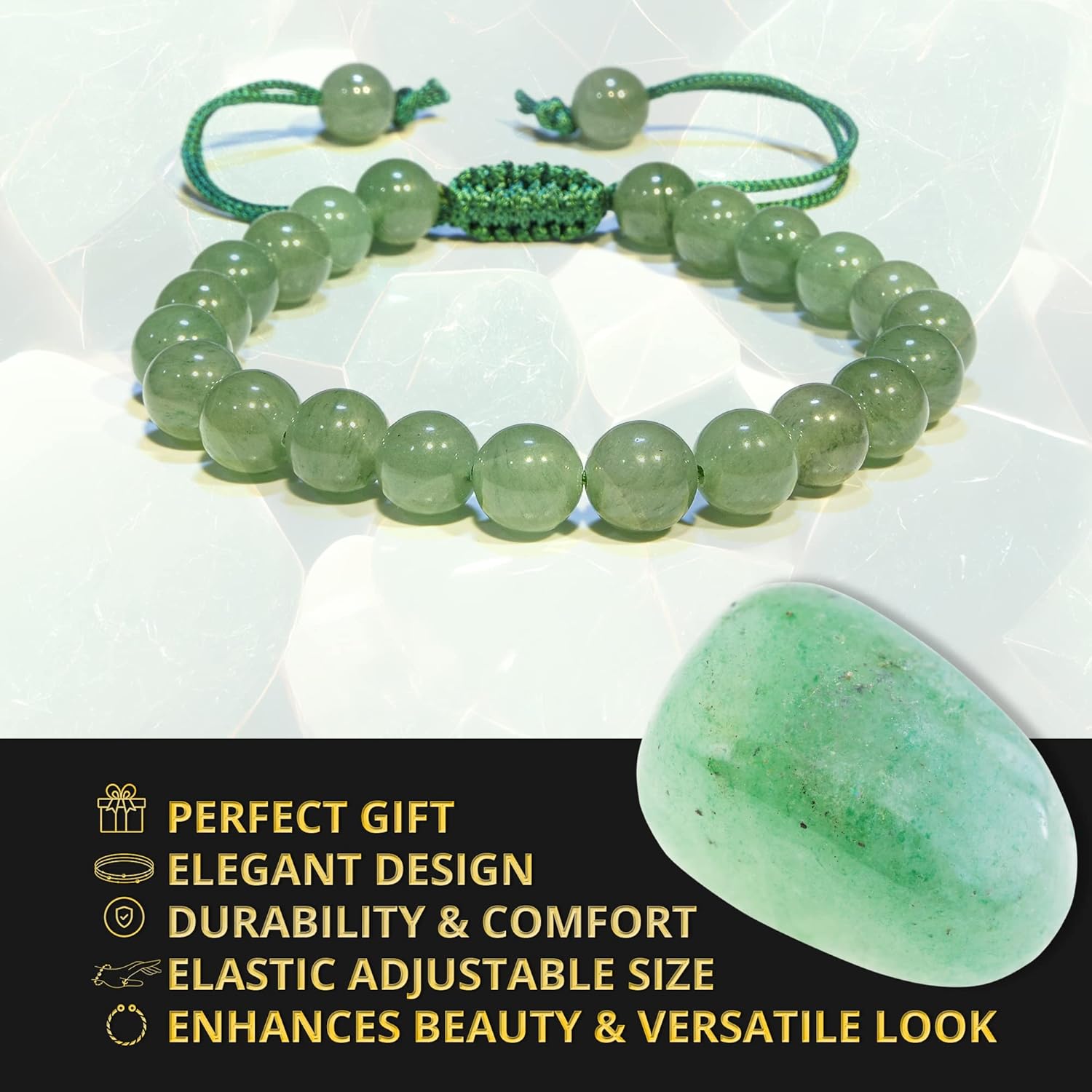 Bracelet – Healing Crystal Bracelet for Women, Men – Chic Gemstone Bracelet for Men and Women – 8mm Round Bead Bracelets for Spiritual Healing, Protection, Positive Energy - Image 4