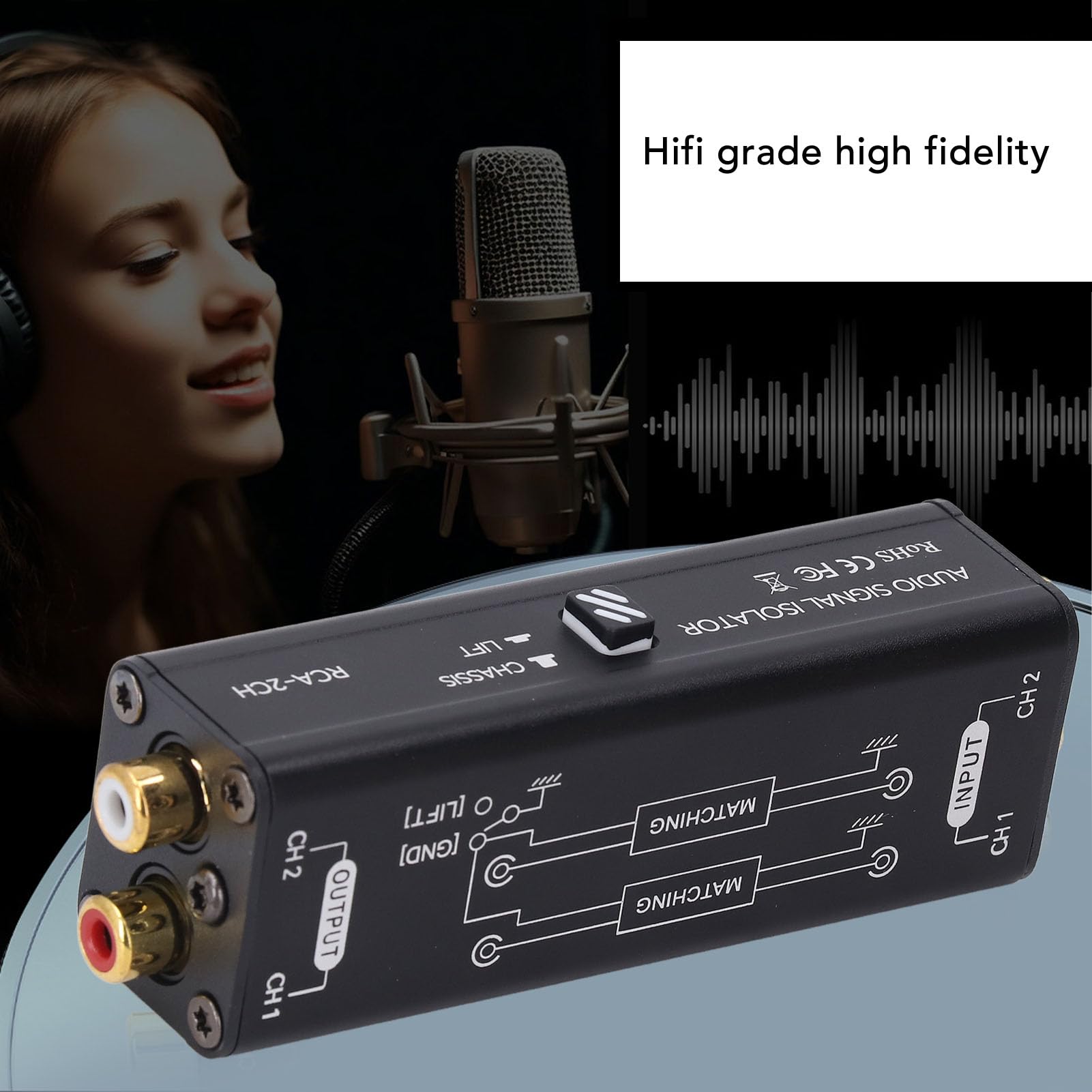 Isolatore Loop di Terra 2, Eliminatore Ronzio per Microfoni, Componenti di Qualità per Radio e Mixer