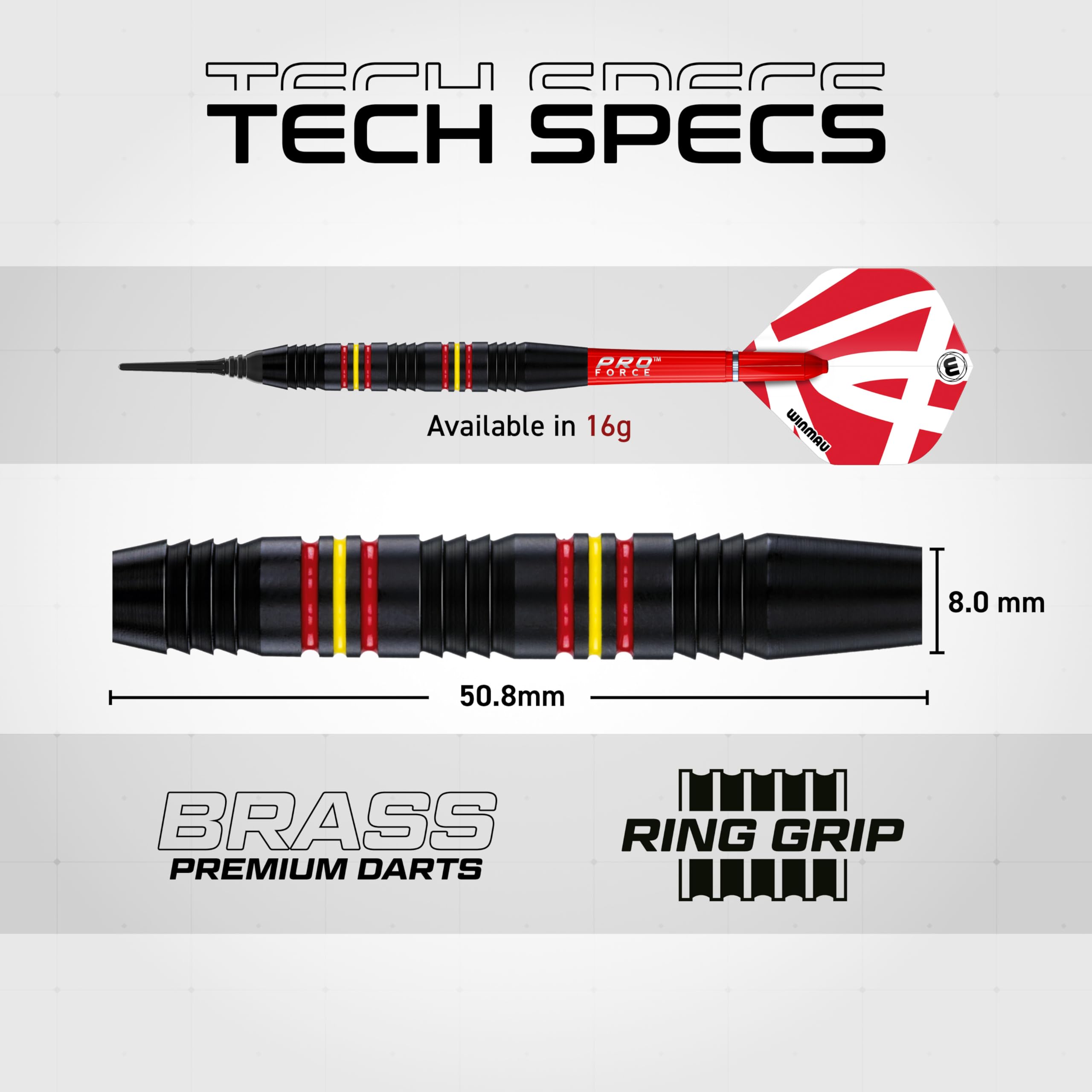 WINMAU Outrage Set de Dardos de Latón Softip 18 Gramos