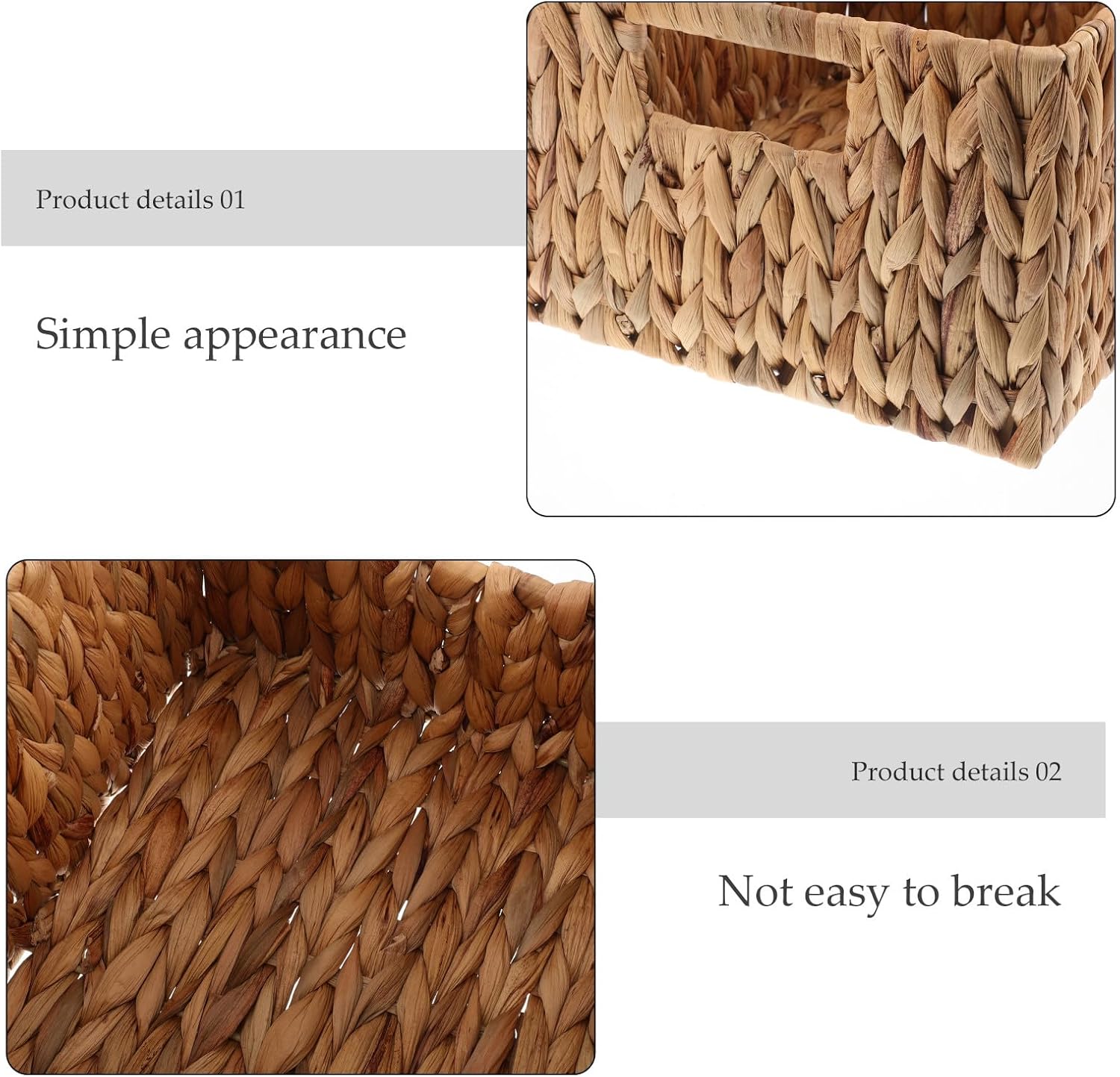 Ipetboom Large Rectangular Woven Storage Basket with Lid, Sturdy Straw Fiber Organizer Bin 33x25.5x18cm, Home Storage Container for Shelves and Blanket Organization