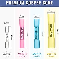 Vista 3 de Conectores de Cable a Tope Termorretráctiles, Sopoby 105 Piezas 12-10 AWG Amarillos con Aislamiento Impermeables Conectores de Cable Eléctrico