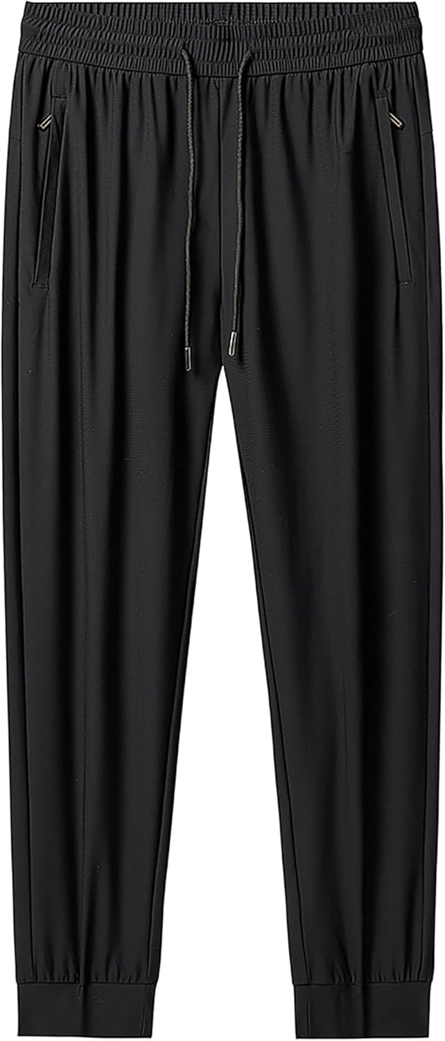 Stretch Casual Pants for Short Men 27-28 Inch Inseam Ripstop Athletic Cool Touch Straight Fit Joggers Zip Pockets - Image 7