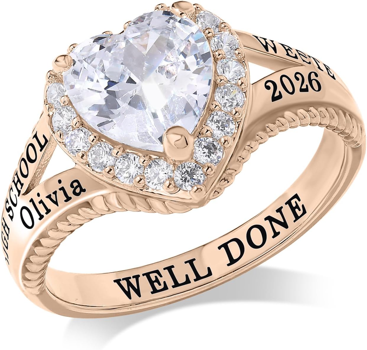 Custom Class Ring with Year Grad School Name for Women Personalized Graduation Ring with Birthstone for Her Class of 2026 Junior Senior High School and College Graduation Jewelry Gift for Women Class Rings Customizable