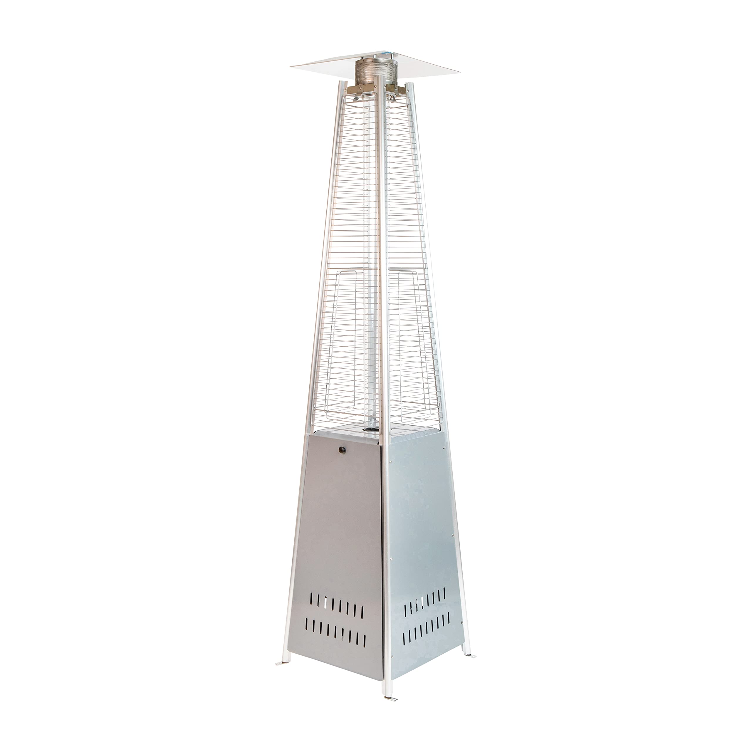 Taylor & Logan Blaise Silver Stainless Steel Outdoor Pyramid Propane Patio Heater with Wheels - 42,000 BTU