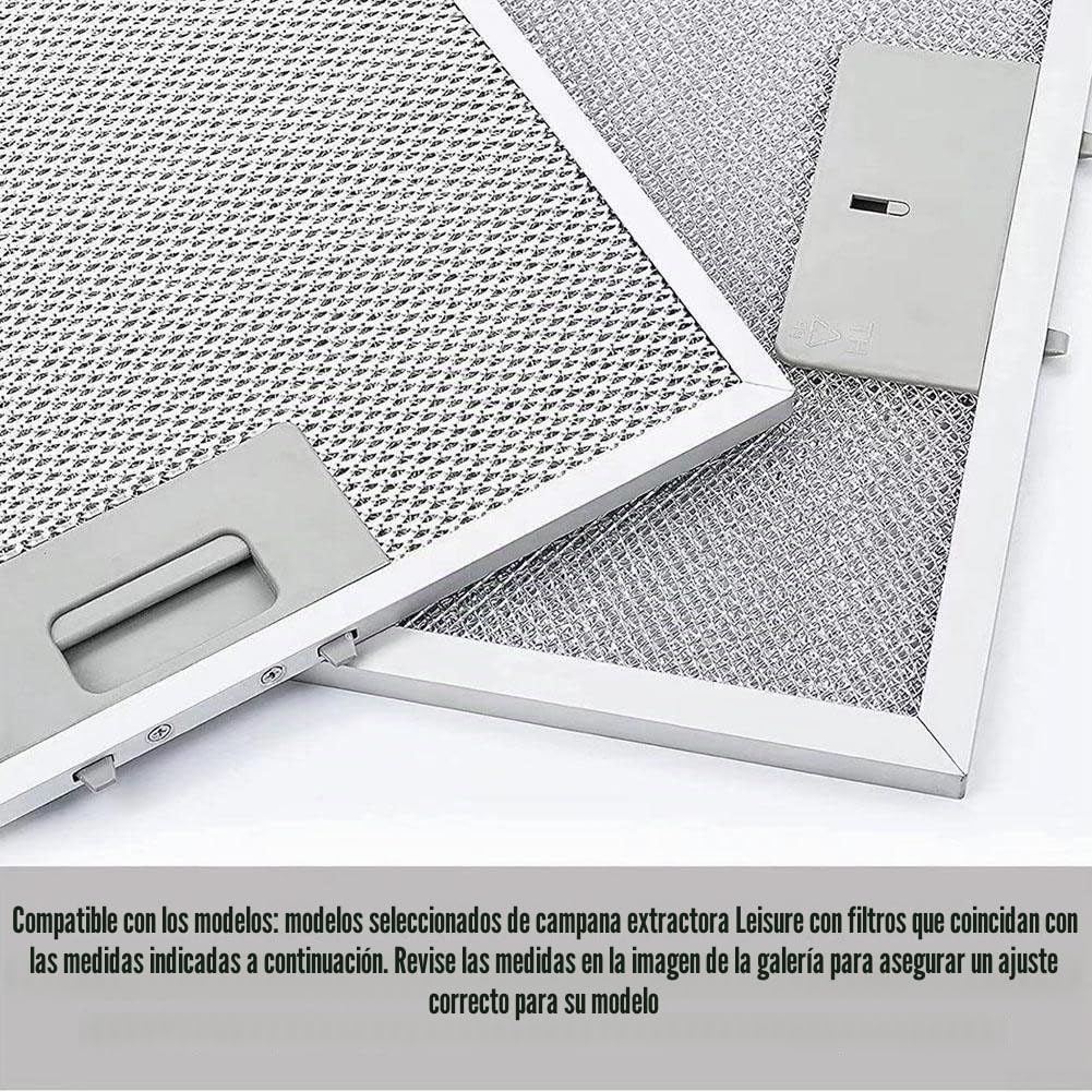 Filtro de grasa de metal para campana extractora, universal, 350 x 285 x 9 mm, filtro de grasa de 5 capas (paquete de 4)