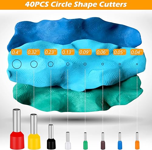 Miniatura 9 de Kit de 169 piezas de cortadores de arcilla polimérica de 39 formas de acero inoxidable con 40 ranuras redondas de forma circular y 90 accesorios