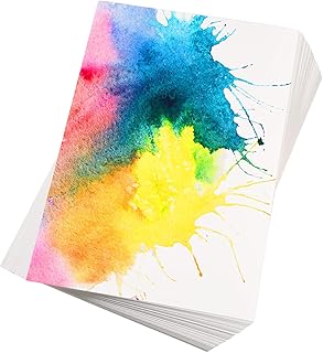 ورق ألوان مائية بوزن 230 GSM، عبوة ورق مضغوط بارد أبيض للأطفال والفنانين والطلاب للرسم بالألوان المائية من تيك يونيت (ورق مضغوط ساخن، مقاس 14 × 21.6 سم)