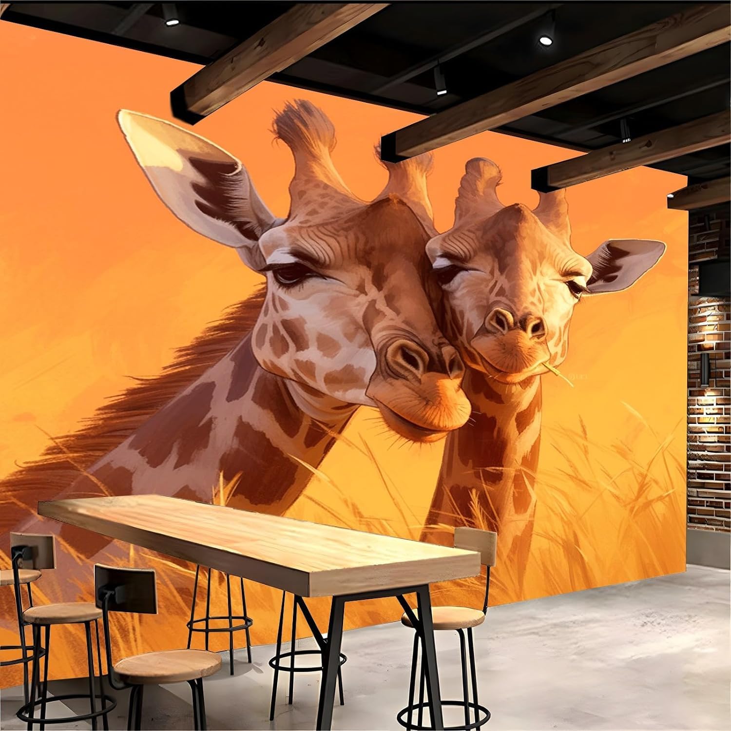 Mural de la sala de estar 3D decoración del hogar pareja animal ciervo paisaje tv fondo decoración del hogar papel pintado pegatina de pared papel pintado-300cm×210cm
