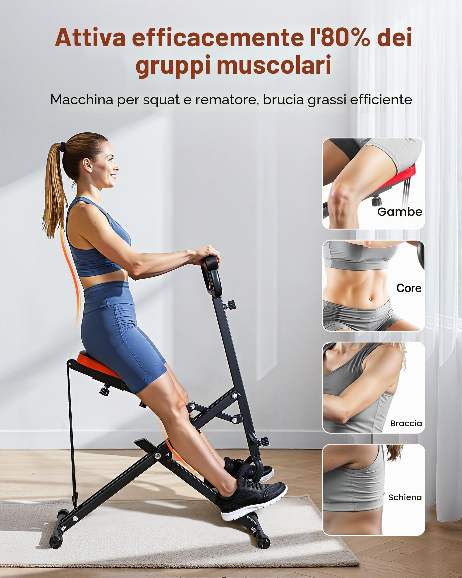VEVOR Macchina per Squat Profondi, Attrezzo Pieghevole per Esercizi, Allenatore per Glutei con Resistenza Regolabile a 5 Livelli, Attrezzatura per Allenamento a Casa per Glutei e Gambe, Nero