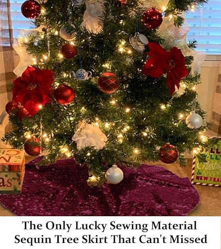 Miniatura 2 de DUOBAO Falda de árbol de Navidad de 48 pulgadas, con lentejuelas brillantes, color rosa bebé, con purpurina para adornos de fiesta de Acción de