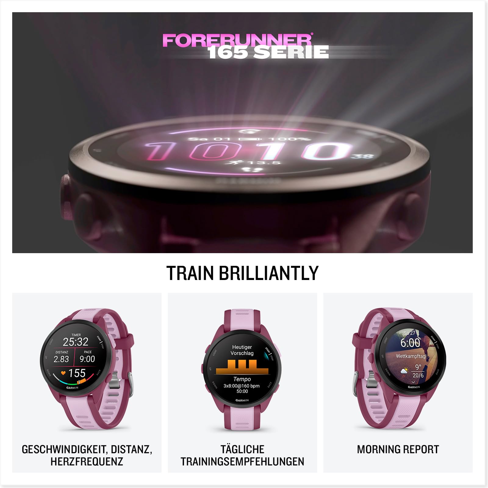 Garmin Forerunner 165 Music 43mm - Lauf-Smartwatch, 1,2" AMOLED Touchscreen, bis zu 11 Tage Akkulaufzeit, 25+ Sport-Apps, Trainingsempfehlungen, Gesundheitsdaten, smarten Funktionen, Musik