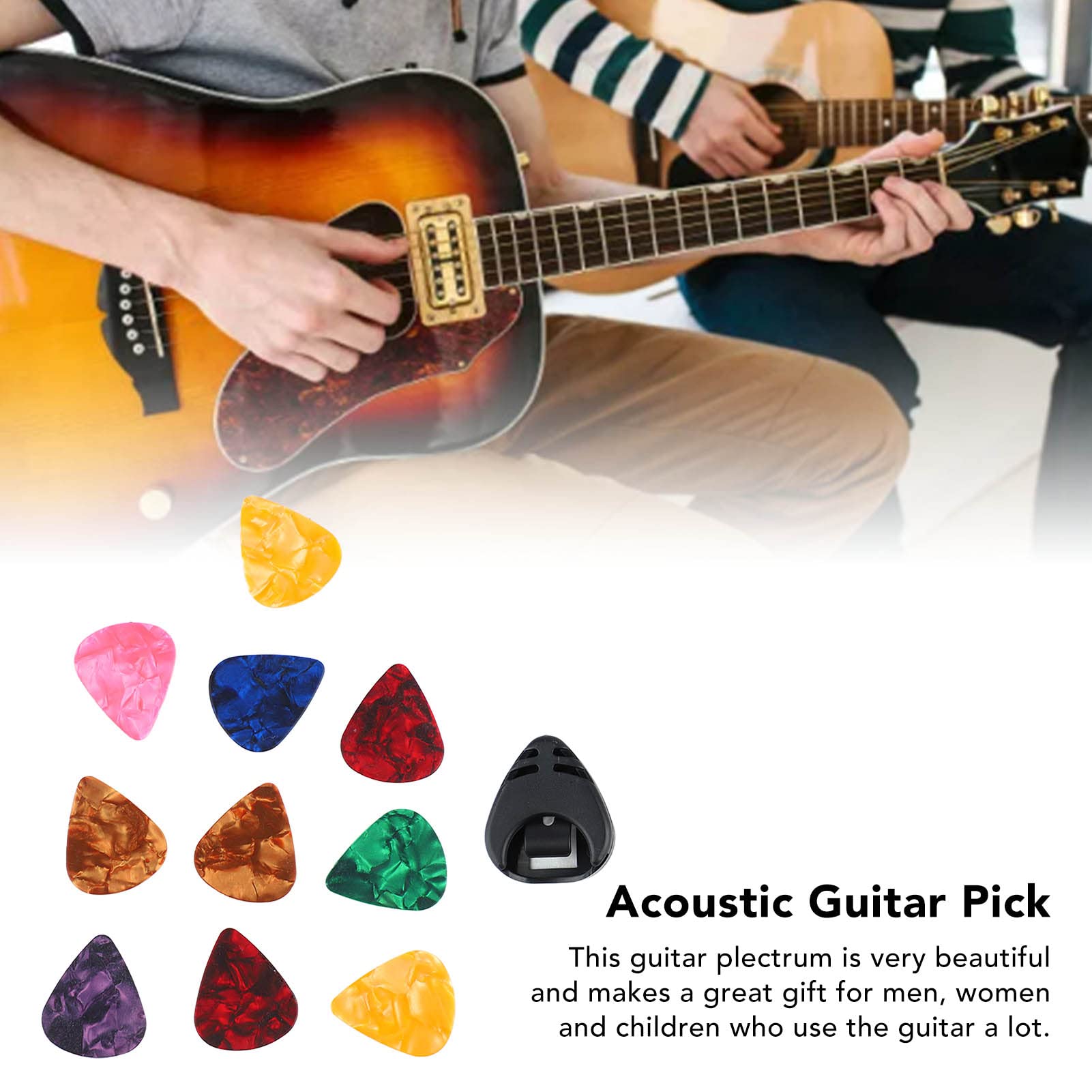Médiator De Guitare, 10 Pièces En Plastique Coloré Médiator De Guitare Et Support De Médiator De Guitare Ensemble D'accessoires De Basse Portable Outil Pour Guitare Acoustique, Guitare électrique, Gui