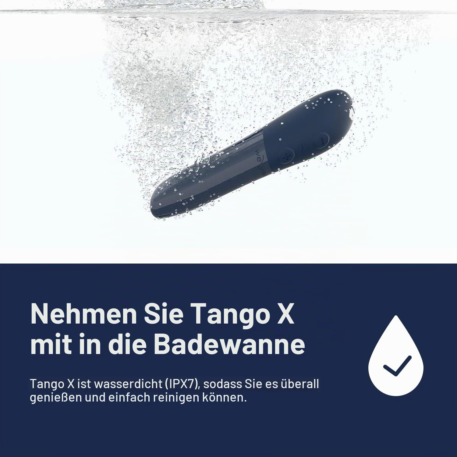 We-Vibe Tango X Bullet-Vibrator für Sie mit 8 Stufen und 10 Vibrations-Modi, Klein und Diskret, für Solo-Spiel & Reisen, Wasserdicht Starke Klitoris Stimulation, Blau