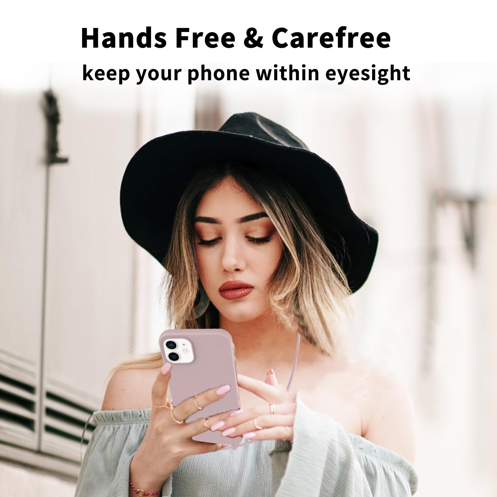 AOMYKE Cover per iPhone 11 con Cordino, Custodia con Laccio Collana Tracolla Collo Liquido Silicone Antiurto TPU Antiurto AntiGraffio Case - Rosa