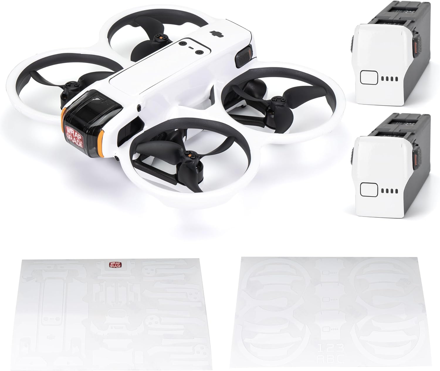 WRAPGRADE Skin Stickers Compatible with DJI Avata 2 (Racing White) : Industrial  Scientific