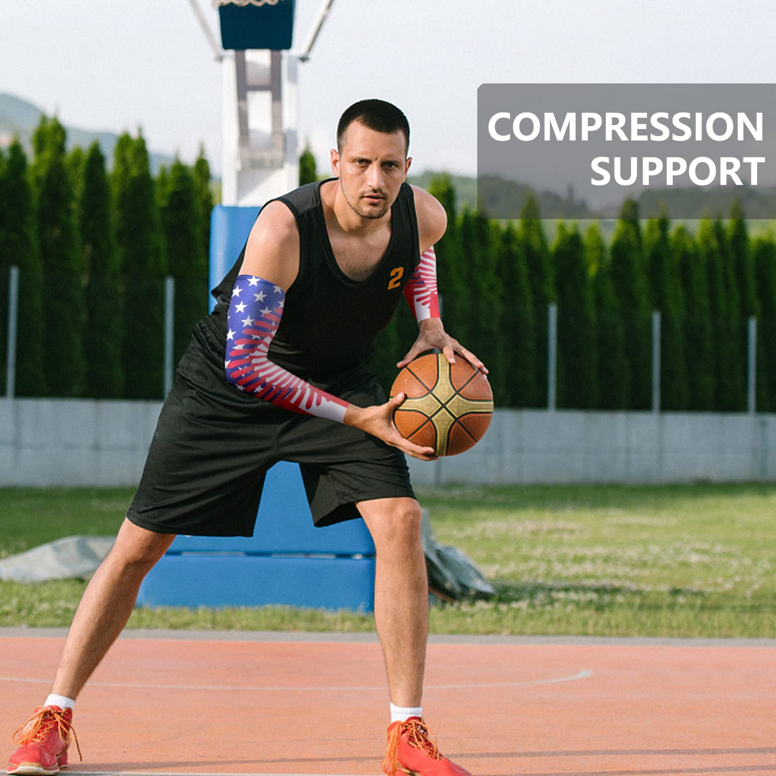 Sports Compression Arm Sleeves 1 Pair Moisture Wicking UV Protection Cooling or Warmer Non Slip Cover Arm Sleeve for Men Women Kids Baseball Football Basketball Volleyball - Image 4
