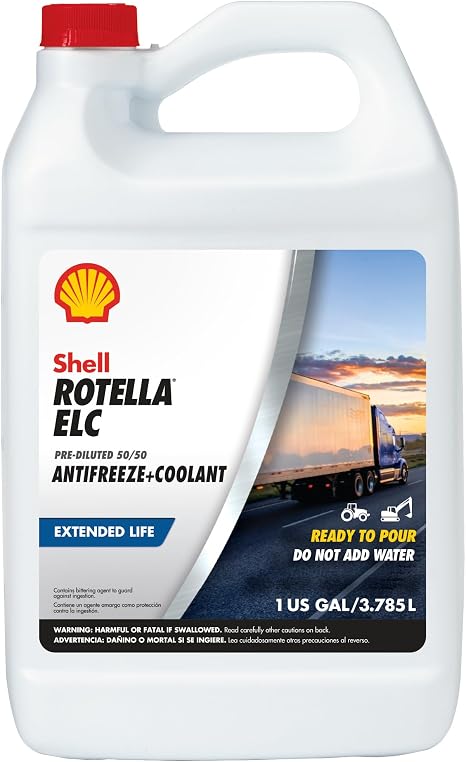 Shell Rotella Extended Life ELC Anti-Freeze + Coolant, Pre-Diluted 50/50 (1 Gallon, Single Pack)
