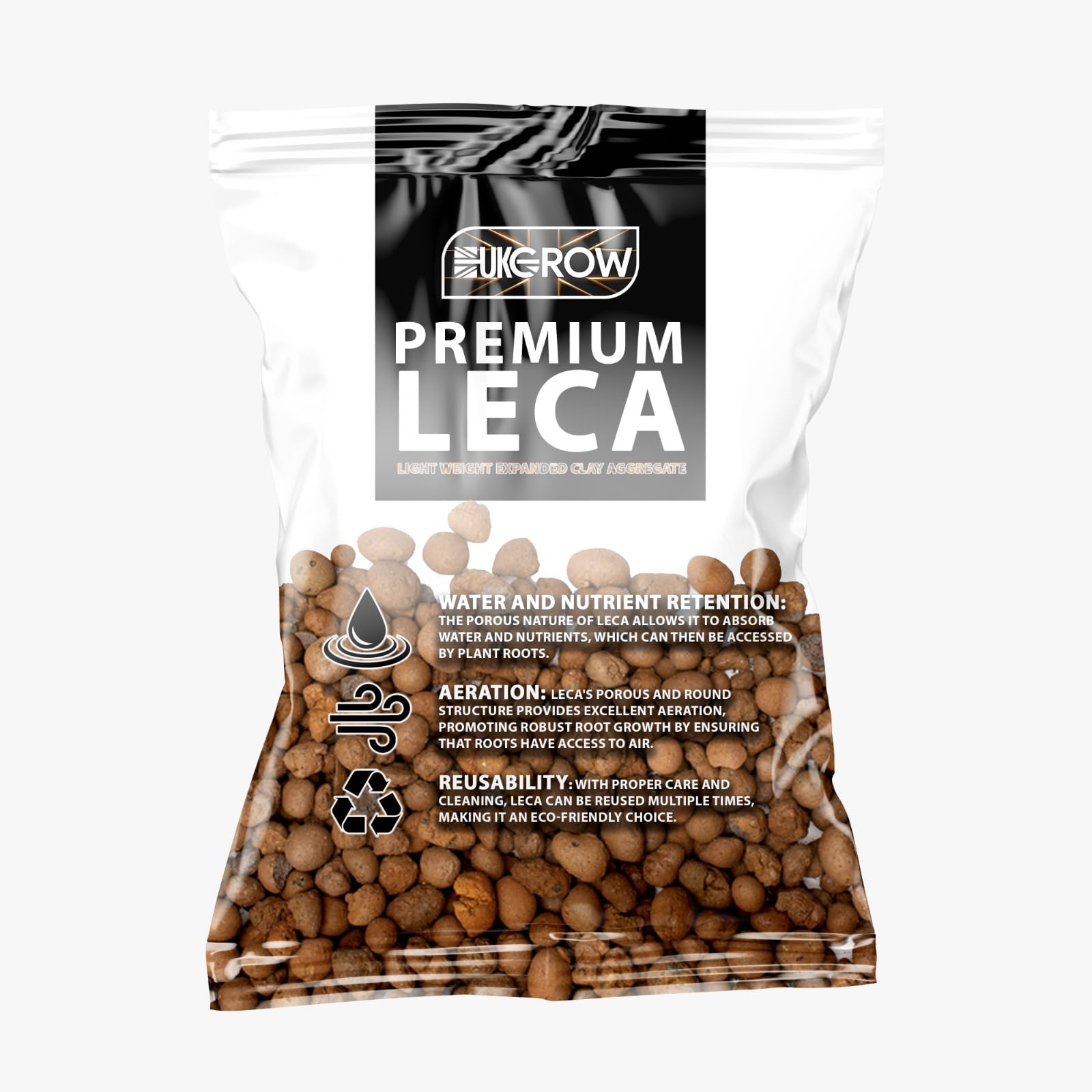 UK GROW Premium Leca Clay Pebbles for Optimal Gardening and Hydroponics (in BAG, 30L)