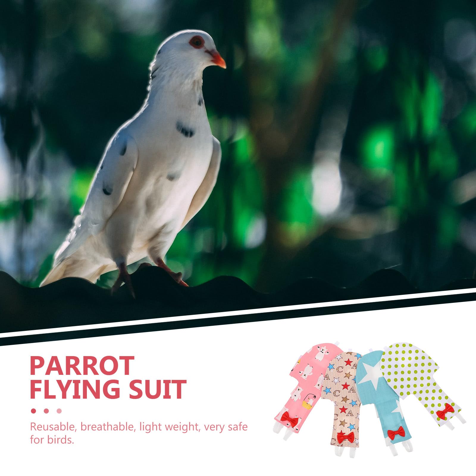 GANAZONO Pañales Reutilizables para Pájaros de Algodón Diseño Adorable, 4 Piezas para Aves de Compañía en Exteriores, Seguros y Cómodos para Loros y Periquitos
