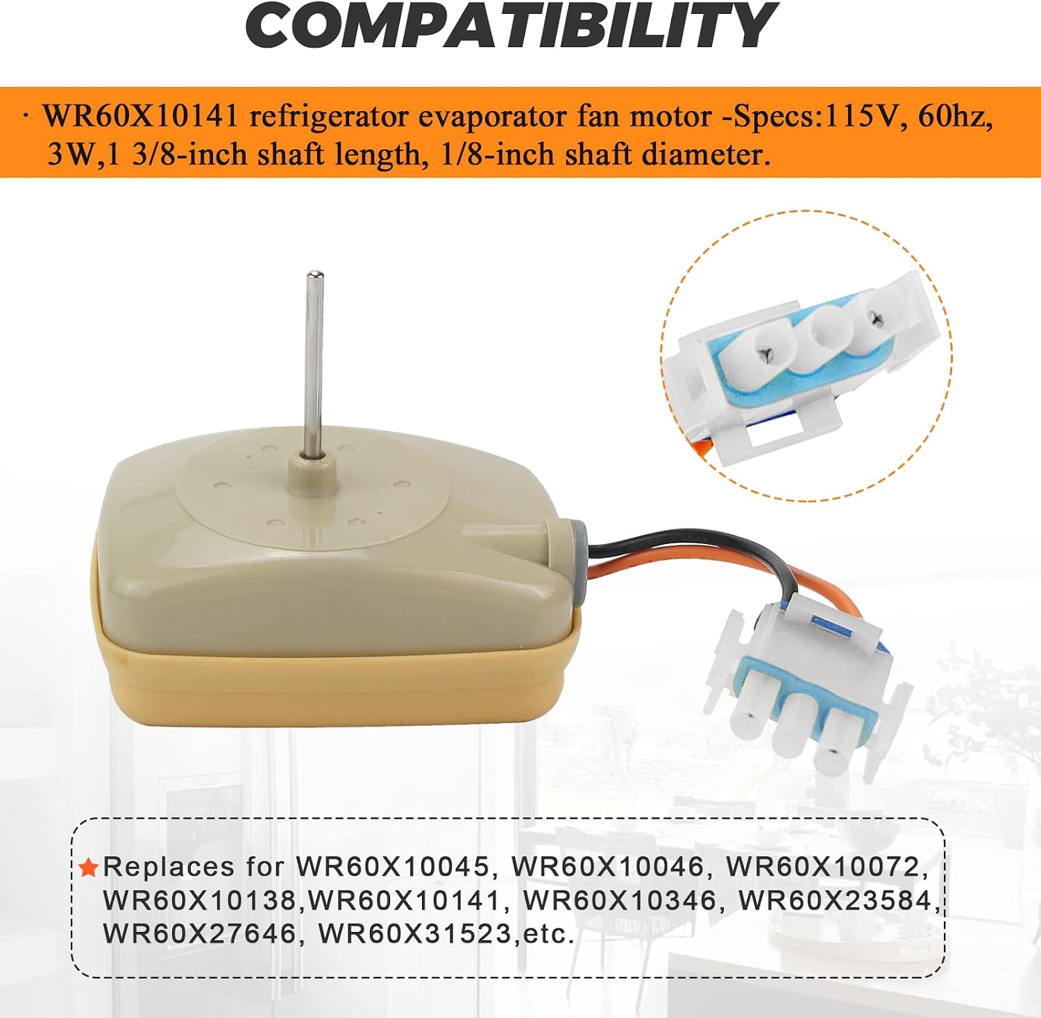 Upgraded WR60X10141 WR60X31522 Refrigerator Evaporator Fan Motor by Blutoget- WR60X31522 Evaporator Fan Motor Fit for GE Hot-Point Refrigerators-WR60X23584 ge Refrigerator Motor Replaces WR60X10346