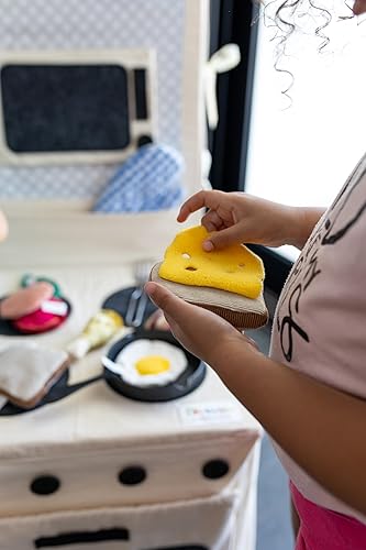 Miniatura 3 de Juego de estufa de lujo, 13 piezas, juego de estufa de cocina de tela, incluye comida y accesorios de felpa para desayuno y almuerzo, perfecto para