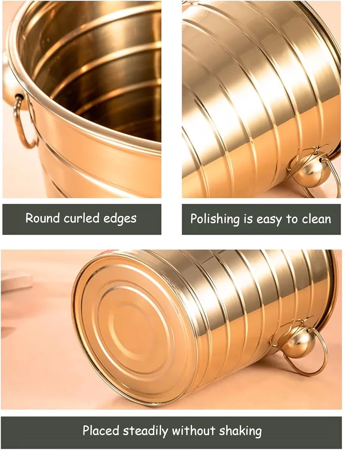 Ice Buckets For Parties Metal Bucket Ice Buckets For Parties Thick Wine Cooler Bucket For Bar, Home, Parties, For Wine Or Champagne Bottles(Gold,101oz (3L))