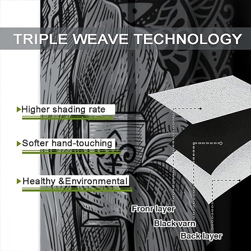 Vista 365 de Cortinas de cabeza de cabra, misteriosa cabeza de cabra malvada, calavera negra, bolsillo para barra, cortinas opacas para ventana, juego de 2