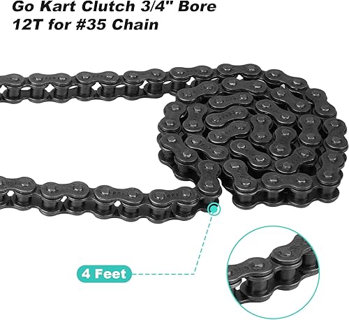 Miniatura 3 de Go Kart Embrague 34 de diámetro 12T con cadena #35, embrague centrífugo para Minibike y Fun Kart, compatible con Honda GX160, GX200, GX 140, GX120,