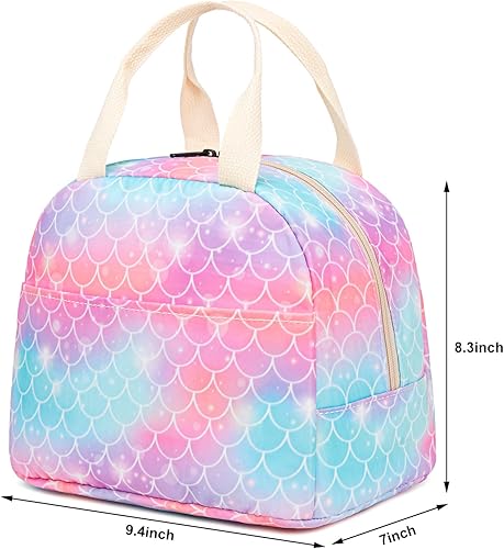 Miniatura 6 de Fuyicat Lonchera de sirena para mujeres y niñas, interior de papel de aluminio aislado, 9.4 x 7 x 8.3 pulgadas, perfecta para el trabajo, escuela,