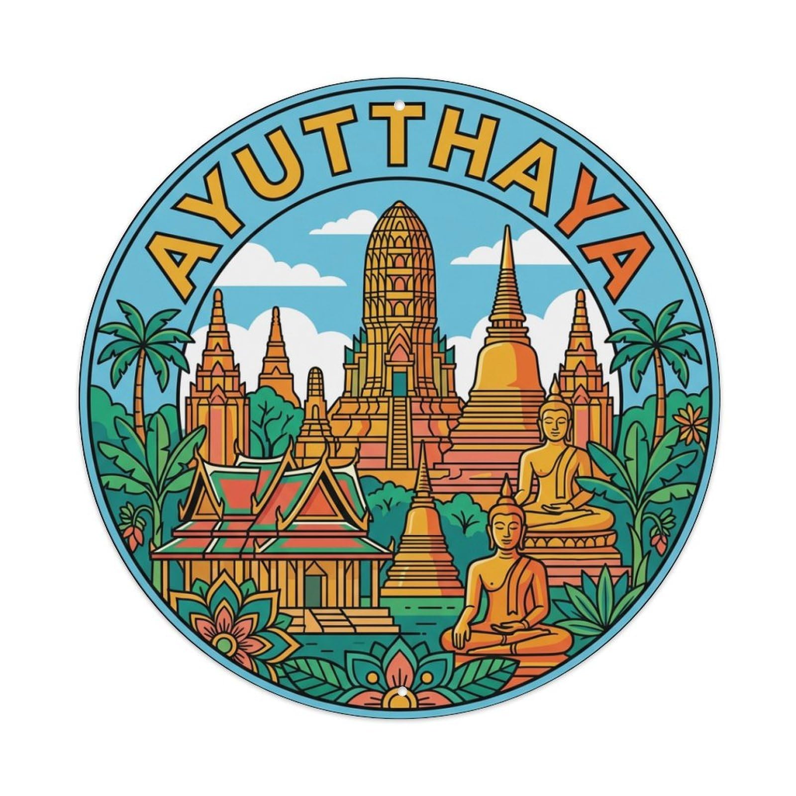 Thailand Vintage Travel Ayutthaya Metal Tin Sign