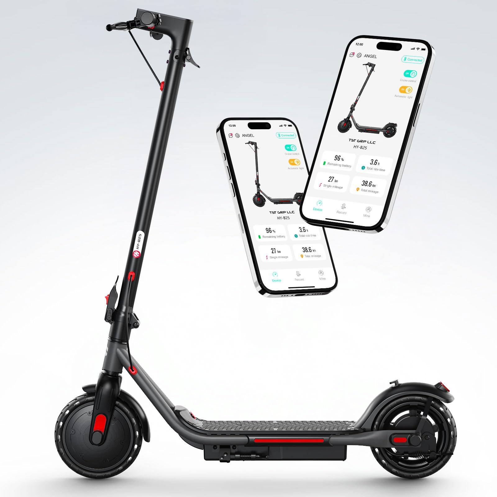 TST HOVSCO Electric Scooter for Adult, Up to 19/23 MPH and 30 Miles Long Range E Scooter, 8.5"/10" Solid and Pneumatic Tire, Portable Folding EScooter with Dual Brakes, Commuting Escooter App Control