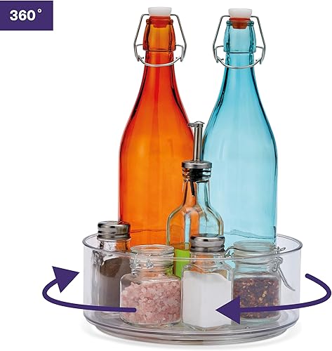Miniatura 5 de Matana Organizador Lazy Susan de plástico transparente de 9 pulgadas (paquete de 2) Carrusel de especias y condimentos para cocina, baño, gabinete,