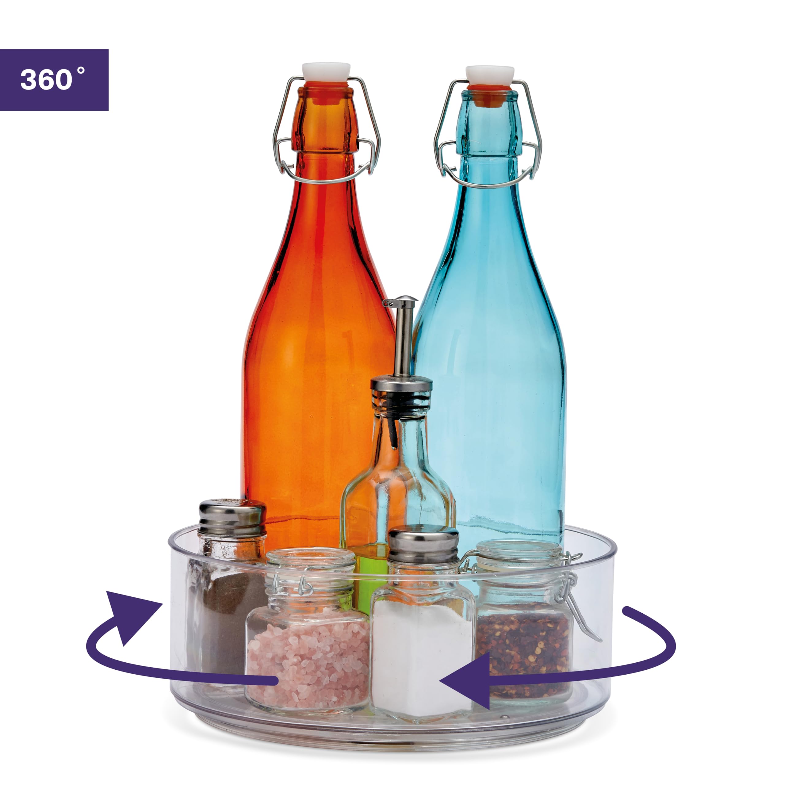 MATANA - 2 Piatto Girevole Lazy Susan, 360° (23cm) - Bordo Alto - Vassoio Girevole, Porta Spezie Girevole - Organizer per Condimenti, Cosmetici - Cucina, Frigo, Armadio, Bagno