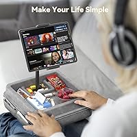 Vista 3 de KDD Soporte de almohada para tablet – Soporte de almohada ajustable de 360° para iPad, cama y escritorio, cuello de cisne para tableta con bandeja