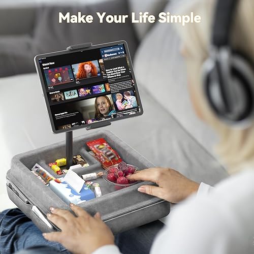 Miniatura 3 de KDD Soporte de almohada para tablet  Soporte de almohada ajustable de 360 para iPad, cama y escritorio, cuello de cisne para tableta con bandeja de