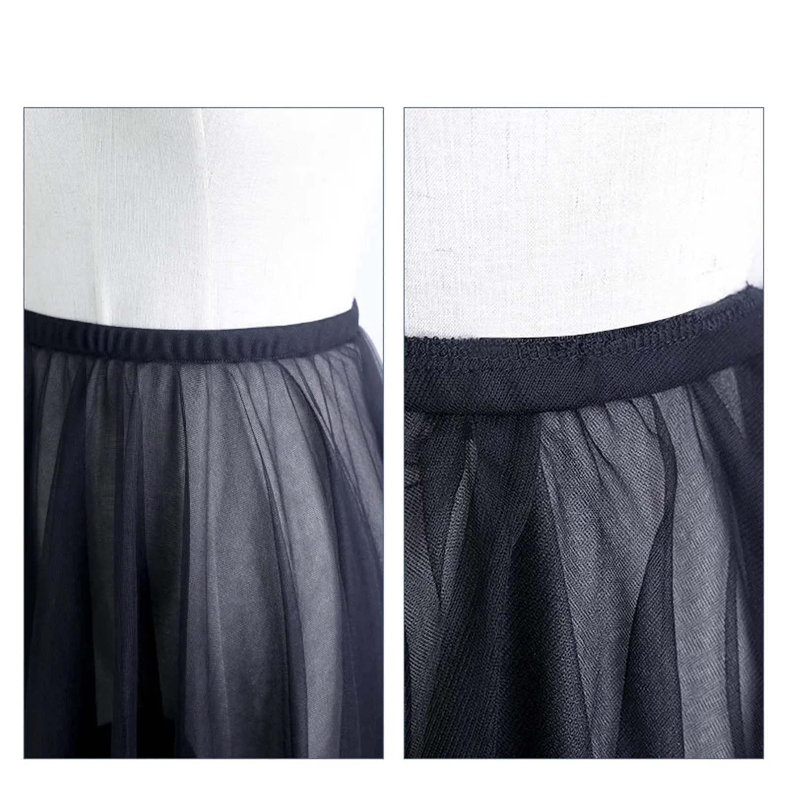 Jupe Longue Sexy et élégante en Mousseline de Soie for Femme, Jupe trapèze Tulle, Tutu, for soirée Mariage, Danse, Ballet, Bandage pour Danse(Black)