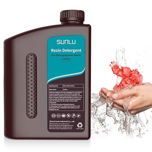 SUNLU Detergente de resina para impresora 3D, limpiador de resina 3D suave con las manos, resina impresa en 3D de bajo olor y no tóxica, limpiador