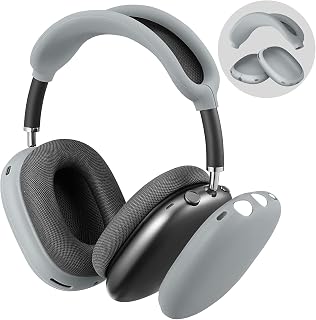 Fintie Capa de silicone para fones de ouvido Apple AirPods Max, capa antirriscos para AirPods Max e faixa de cabeça, acessórios para AirPods Max Protetor de pele (cinza)