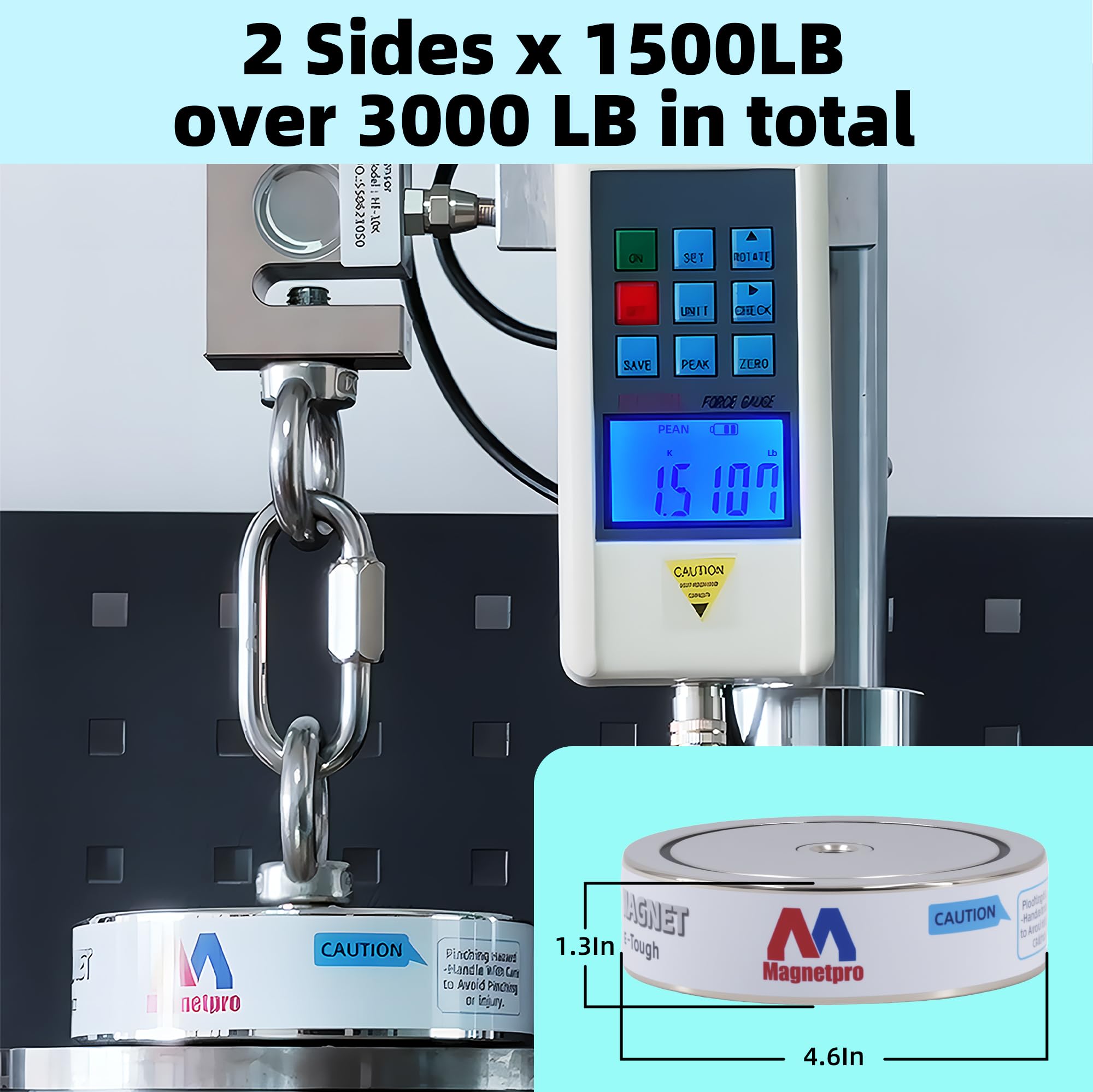 Magnetpro 1360 kg, kompletny zestaw magnesów przychodzących, dwustronny magnes wędkarski, zawiera silny magnes neodymowy, trwała linka o długości 20 m, karabińczyk, rękawiczki, haczyk i torbę do