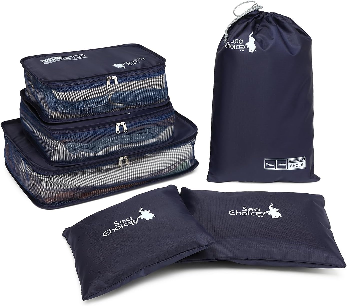 Sea Choice 6 pcs Packing Cubes with Zipper for Suitcases Lightweight Luggage Accessories Organizers Packing Storage Bag Sets for Travel