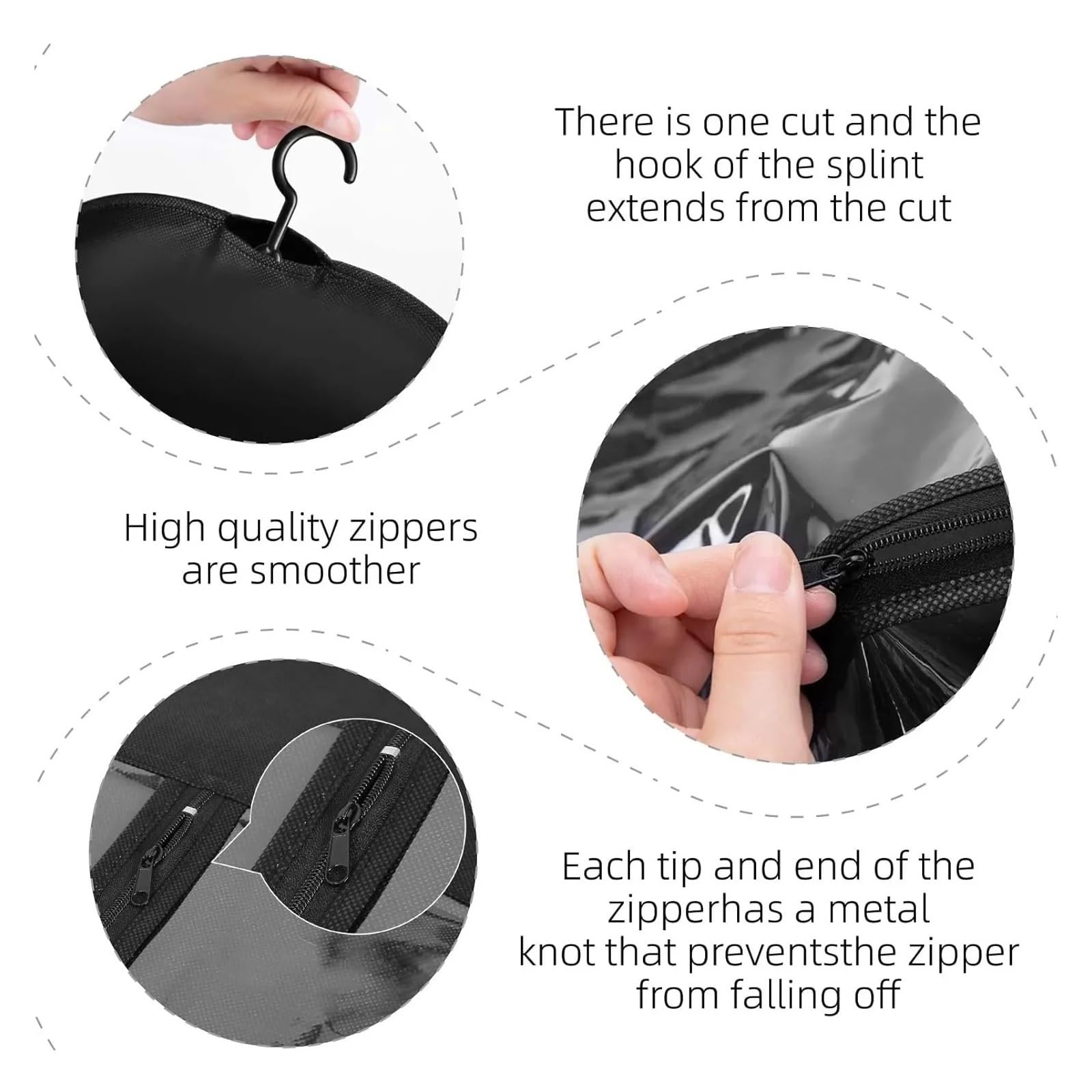 PerüCken Aufbewahrungsbeutel Haarverlängerungshalter, Perücken-Aufbewahrungstasche mit Aufhänger, Haarteile, Pferdeschwanz-Bündel, Aufbewahrungstasche for Reisen im Store Style Hair(Black-3pcs)