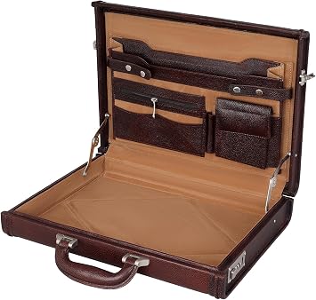 Da leather villa Full Grain Leather Briefcase Attache Case For Unisex Size L17xW3xH12 Inches Briefcase Bag Brown