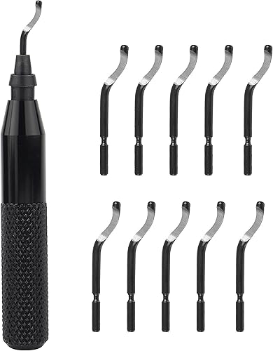 YXGOOD Juego de herramientas de desbarbado manual, práctico para cortar desbarbas de madera, plástico, aluminio, cobre y acero (negro, 10 unidades)