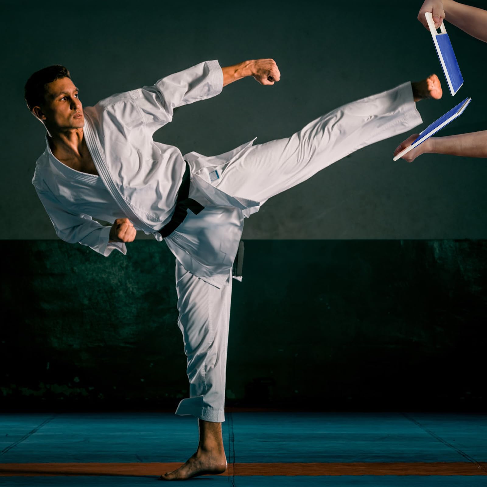 Noamus Confezione da 4 Tavole da punzonatura infrangibili, per Taekwondo, Karate, MMA, con Manici, in plastica, riutilizzabili, per Allenamento, Arti Marziali, Boxe, per Bambini e Adulti, 4 Livelli