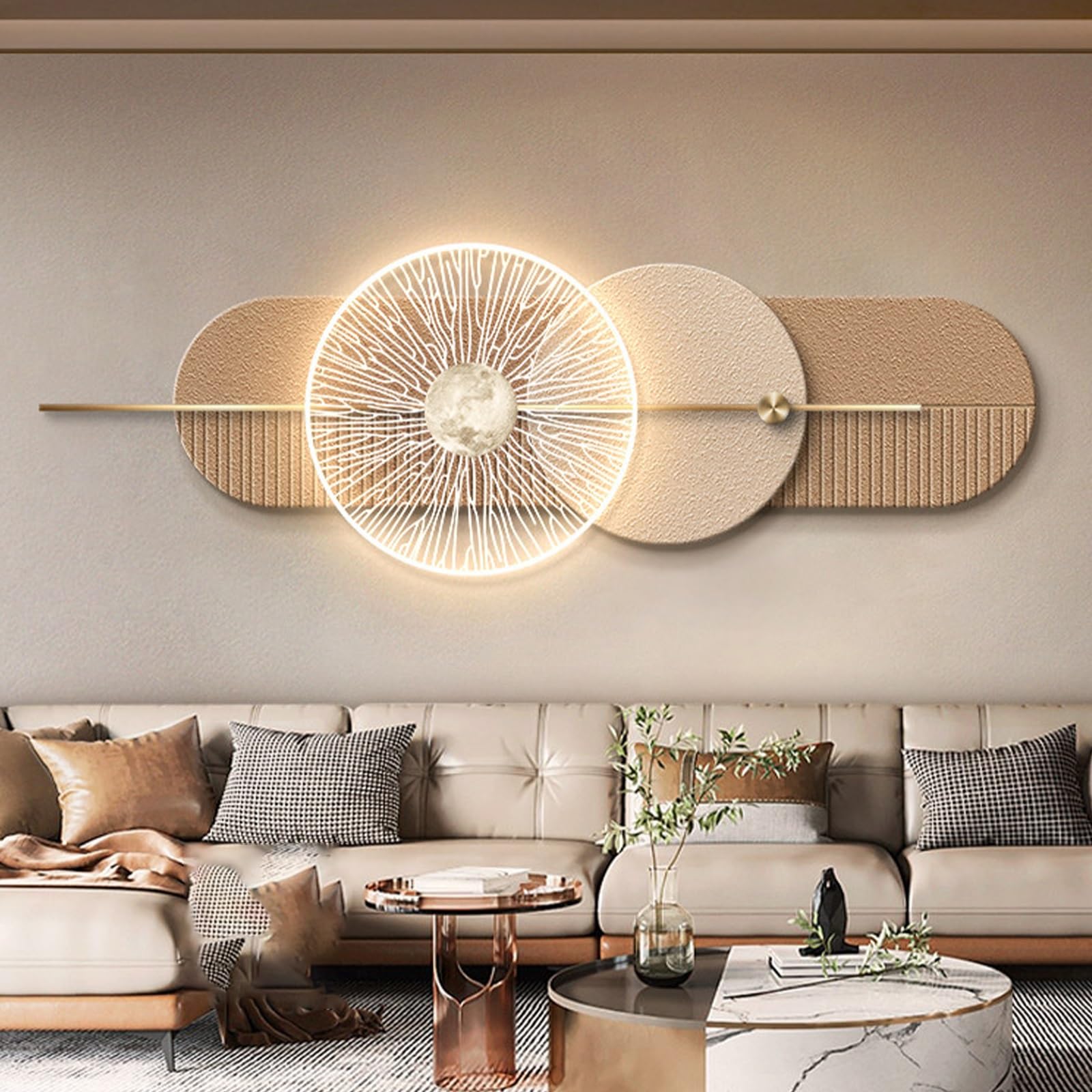 Mural Moderno luminiscente para paredes apagadas que necesitan luz y textura 3D