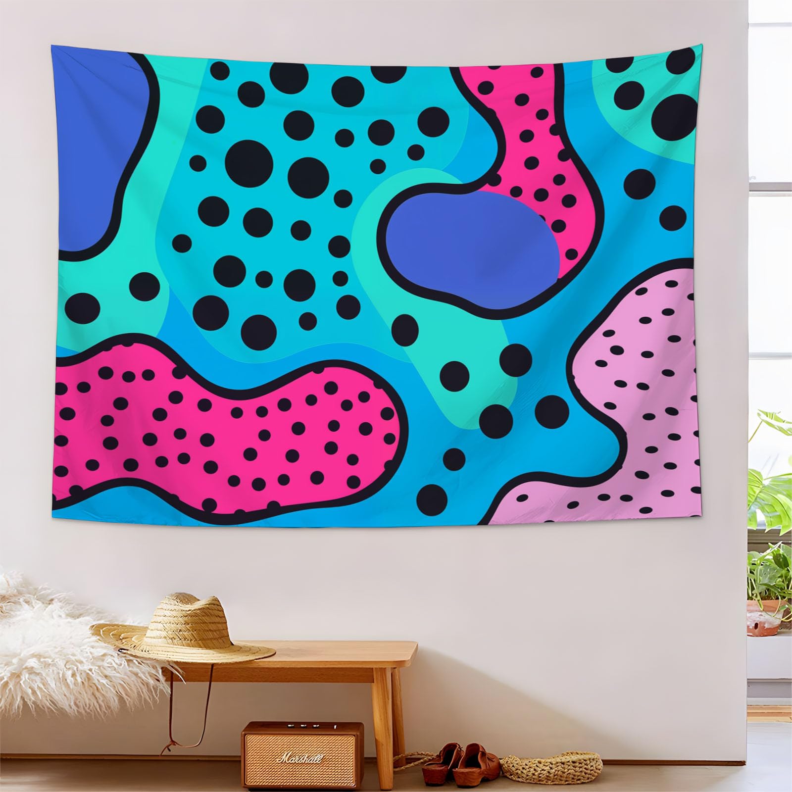 Tapiz moderno de pared para decorar dormitorios: tela abstracta azul de 150x230cm 8